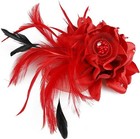  Fascinator Hat For Women Flower Mesh Feathers Hair Clip Tea Party A1-red