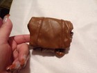 Vtg Unique Leather Change Purse With Strap