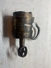 Antique Hand Forged Iron Spring Lock With Screw Style Key Works