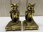 Vtg Brass Owl Bookends Pair Figurines Heavy Detailed