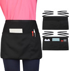 Server Waitress Waist Apron - Half Apron With 3 Pockets 2 Pack Black Short Ap   