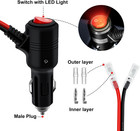 2pcs 12-24v Fused Led Car Cigarette Lighter Plug Socket Cable Adapter W  Switch