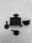 Vintage Miniature Cast Iron Wood Stove Dot W  Extras Dollhouse Miniatures