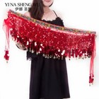 Belly Dance Tassel Hip Scarf  Dance Skirt Wrap Bling Belt Glitter Sequins Coin