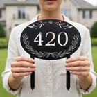 Custom Lawn Address Sign With Stake  Metal House Numbers For Yard