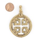Jerusalem Ethiopian Brass Cross Pendant 70x50mm African Large Hole Handmade