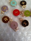 Small Lot Of 8   Stamped Designer Lv Button Zipper Pull  Gold  Tone Charm 