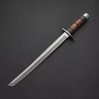 Handmade 25 Inches Carbon Steel Hunting Short Katana Sword With Leather Sheath