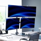 Vivo Triple Monitor Glass Base Desk Stand  1 Ultrawide To 49   2 Standard To 27 