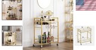 Chic Gold Bar Cart With Wine Rack   Glass Holder For Effortless Entertaining