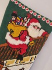 Vtg Bucilla 60392 Santa Down Banister Needlepoint Xmas Stocking Finished Retro