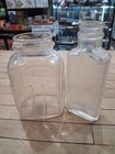 Vintage Clear Glass Apothecary Bottle And Ribbed Pantry Jar Set