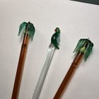 Vintage Lot Of 3 Art Glass Swizzle Sticks Cocktail Stirrers