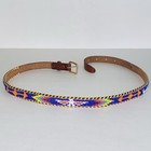 Vintage Native American South Western Stamped Leather   Seed Bead Thin Belt Sz S