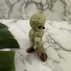 Vintage Mid Century Made In Japan Owl Figurine Green Brown Small Ceramic Birds