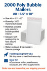 2000  0 6 5x10 Poly Bubble Mailers Padded Envelopes Self Seal Shipping Bags
