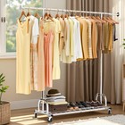 500lbs Heavy Duty Commercial Clothing Garment Rack Rolling Collapsible Chrome Us