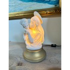 Vintage Porcelain Madonna Child Nightlight Virgin Mary Jesus Lamp 9  Gold Base