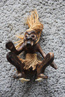 Vintage Primitive Hand Carved Tribal Man African Figure Statue Wood Hawaii Tiki