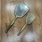 Vintage Hand Mirror And Brush Vanity Dresser Pink Gold Tone Filigree