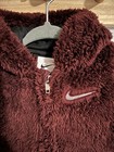 Nike Infant Sherpa Hooded Zip-up One Piece  Size 3 Months  Color Burgundy Crush
