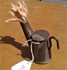 Antique Tin Miners Cap Lamp 1800s Teapot Oil Wick Mining Hat Light Nos New
