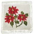 Red Poinsettia Latch Hook Christmas Flowers Holiday Pillow Rug Wall Decor 14 