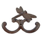 Dragonfly Double Wall Hook Cast Iron Key Towel Coat Hanger Rustic Antique Style