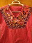 Vintage Hand Embroidered Mexican Huipil Peasant Top Medium Cotton Boho Hippie
