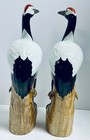 Pair Of Large Antique Chinese Republican Period Porcelain Cranes