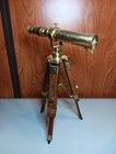 Brass Telescope Nautical Wooden Tripod Stand Maritime Vintage Desk D  cor