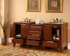 76  Bathroom Dual Sink Lavatory Double Vanity Cabinet Granite Countertop 207bb