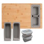 Cutting Board Bamboo With Silicone Containers  9-piece Prep Station