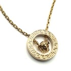 Versace Medusa Gold Tone Chain Necklace Pendant Reversible Unisex Authentic