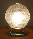 Vintage Brass  Ceiling Mount Light Fixture Diamond Cut Clear Glass Globe