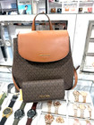 Michael Kors Maya Medium Mk Signature Shoulder Backpack   Trifold Wallet Brown