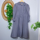 Navy Gingham Cotton Cottagecore Maxi Dress Handmade Picnic Vtg   True Summer