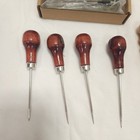 Lot Of Wooden Handled Awls Sewing Tools  Round Tack Steel Slicker Leathercraft