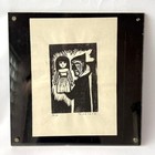Teruo Hatano Japanese Woodblock Print  clown And Girl Circus  E a  1977 Signed