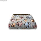 4pcs Small Cat Dog Puppy Fleece Soft Blanket Warm Paw Print Pet Mat Dark Grey
