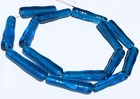 14 Pcs Vintage Smooth Long Drop Tube Transparent Blue Glass Trade Beads