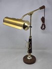 Vintage Brass   Wood Piano Desk Lamp Adjustable Lyre Harp Music Stand Light
