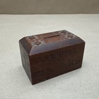 Antique Folk Art Primitive Wood Carved Wooden Vintage India Bank Indian Flower