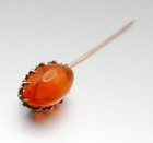 Vintage Amber Gem Stone 10k Solid Gold  Antique Victorian Hat Stick Pin 2 25g