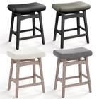 2 X Saddle Bar Stools Kitchen Counter Height Dining Pub Chairs W  Solid Wood Leg