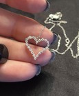 14k White Gold 1 5 Carat Diamond Petite Open Heart Charm Pendant