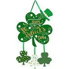 Happy St  Patrick s Day Door Sign Wooden Irish Hanging Welcome Board Shamrock 