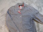 Vintage Sag Harbor Jacket Womens Medium Blue Hickory Stripe Western Chore Coat