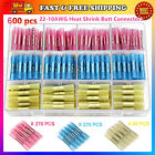 200 600 1600pcs Heat Shrink Butt Wire Splice Connectors Seal Crimp Terminals Lot