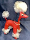 Vtg 60s Dakin Dream Pets Red Vinyl Black Felt Standing Bon Bon Poodle Japan Fur